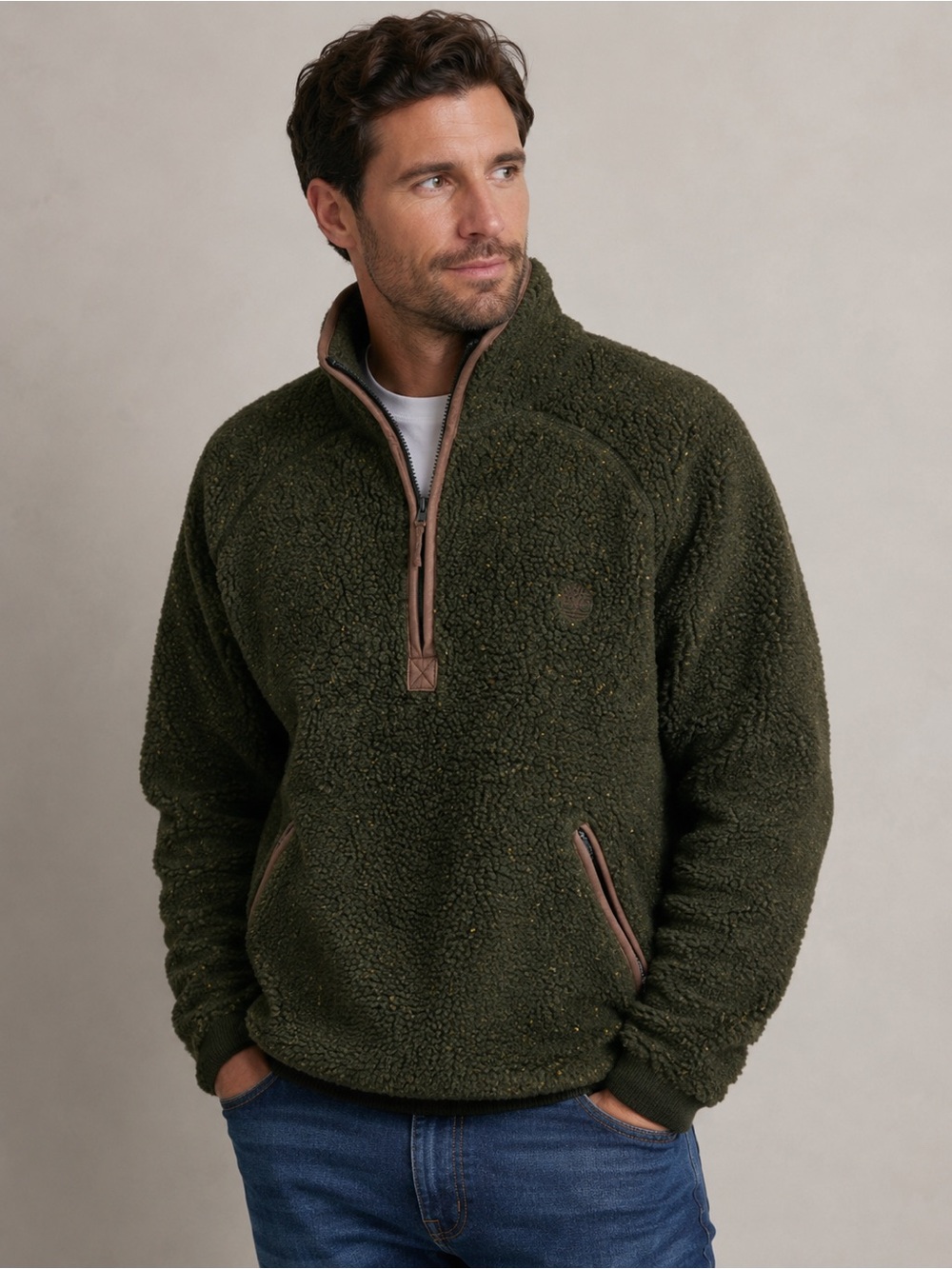 Vintage 1994 Timberland Italy Wool Blend 1/4 Zip Fleece Pullover Men’s L